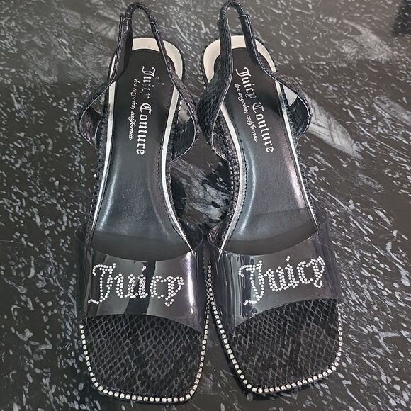BRAND NEW JUICE COUTURE SLINGBACK DAZZLING RHINESTONE LOGO SANDAL R3 - Picture 2 of 15